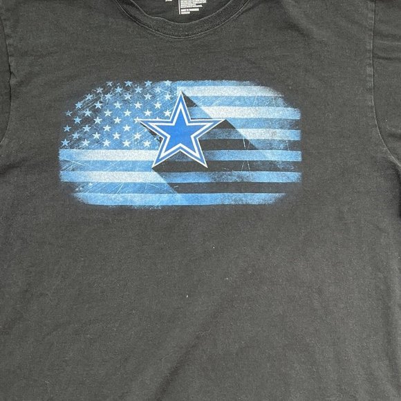 Dallas Cowboys Authentic Mens T-Shirt XL Black Short Sleeve Crew Neck Flag Star - Picture 3 of 9